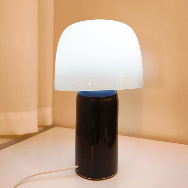 Ceramic Mushroom Modeling Lamp Black And White
