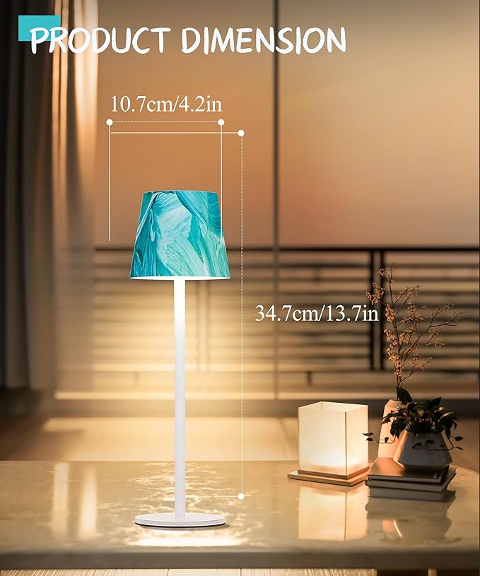 Portable 3-Color Dimming Table Lamp, 5200mAh Battery, IP54 Waterproof, Oil Painting Series (Green)