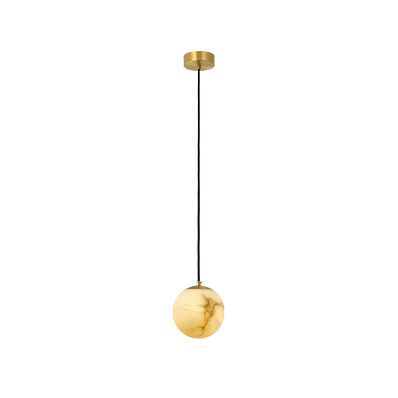 Nordic Minimalist 1-Light Alabaster Pendant in brass