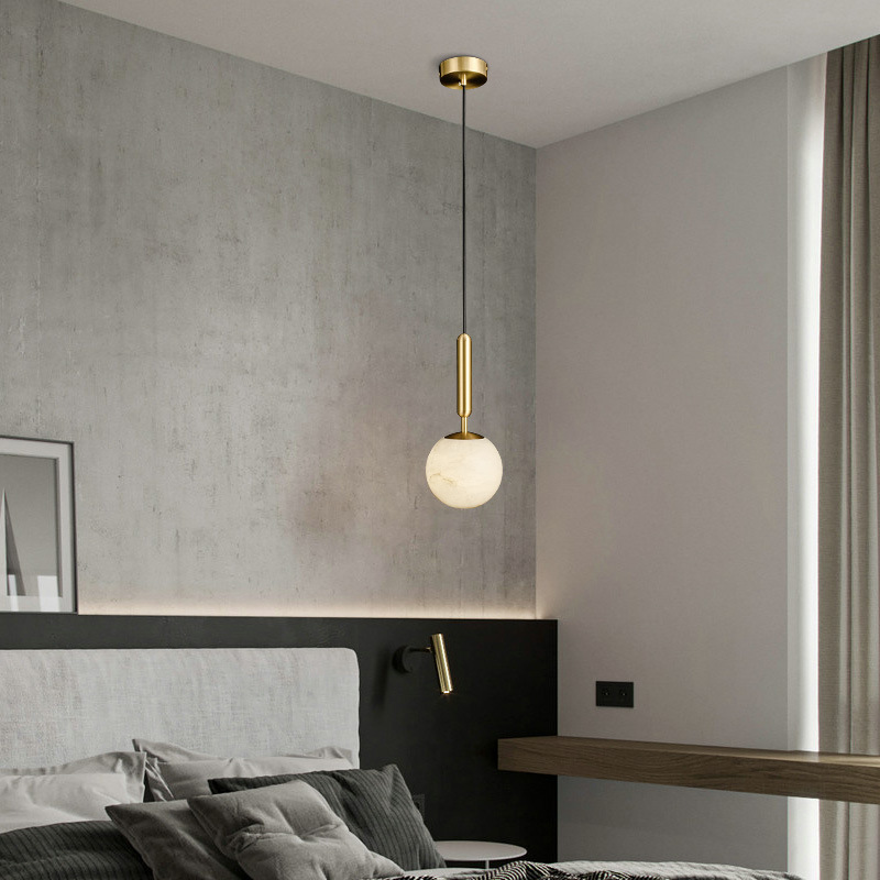 Alabaster premium pendant light with gold finish