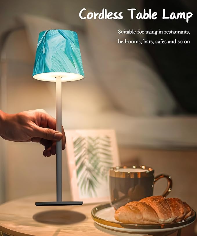 Portable 3-Color Dimming Table Lamp, 5200mAh Battery, IP54 Waterproof, Oil Painting Series (Green)