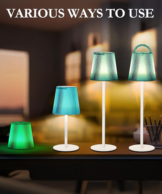 Portable Cordless Table Lamp, 5000mAh Battery Operated Lamp, Wireless Touch Table Lamp, 3000K Stepless Dimming Up +RGB Led Table Lamp, Modern Portable Table Light for Daily (1pc Blue)