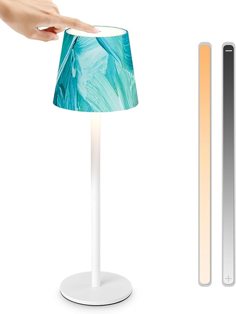 Portable 3-Color Dimming Table Lamp, 5200mAh Battery, IP54 Waterproof, Oil Painting Series (Green)